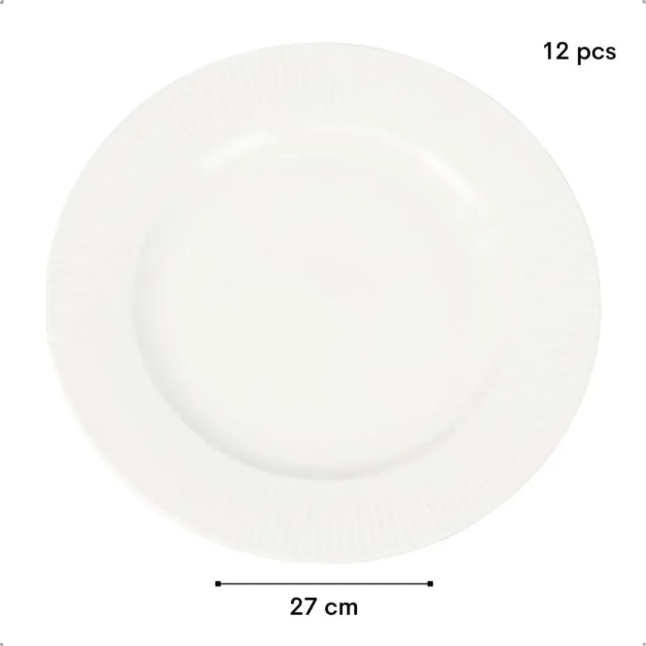 OTIX Dinerborden Bordenset 12 Persoons 27cm Wit Porselein LUNA