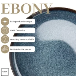OTIX Dinerborden Bordenset 6 Persoons 26cm Blauw Aardewerk EBONY