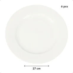 OTIX Dinerborden Bordenset 6 Persoons 27cm Wit Porselein LUNA