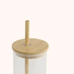 OTIX Drinkglazen met Bamboo Deksel met Rietje 2 Stuks 400 ml Waterglazen