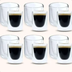 OTIX Dubbelwandige Glazen Koffietassen Koffie en Espresso 12 stuks
