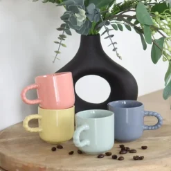 OTIX Espresso Kopjes Koffiekopjes Set van 8 Koffietassen 120 ml Aardewerk