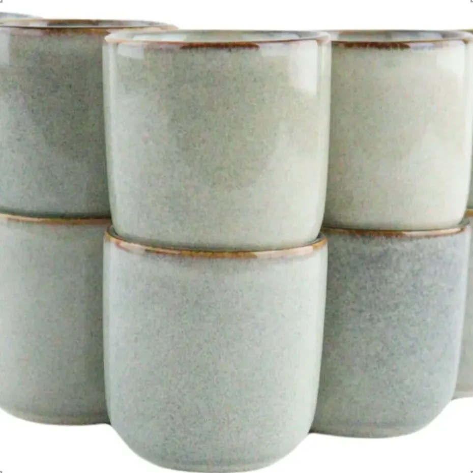 OTIX Espresso Kopjes Set van 6 Koffiekopjes 80ml Mokken Aardewerk BEECH