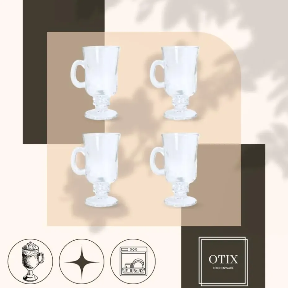 OTIX Irish Coffee glazen Latte macchiato Koffietassen 4 stuks 240ml