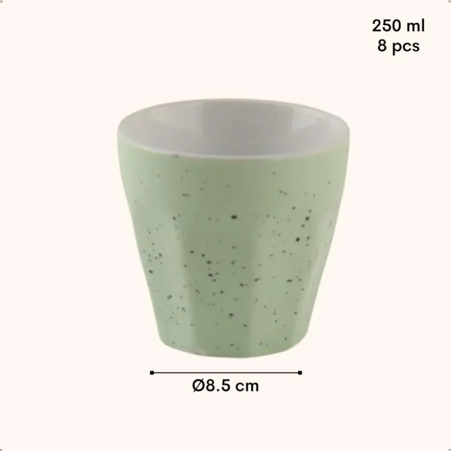 OTIX Koffie Kopjes 8 Stuks 250 ml Zonder Oor Koffietassen Porselein