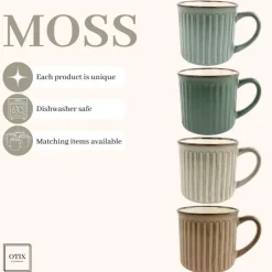 OTIX Koffiekopjes met Oor Koffietassen Set van 4 Aardewerk 200 ml MOSS