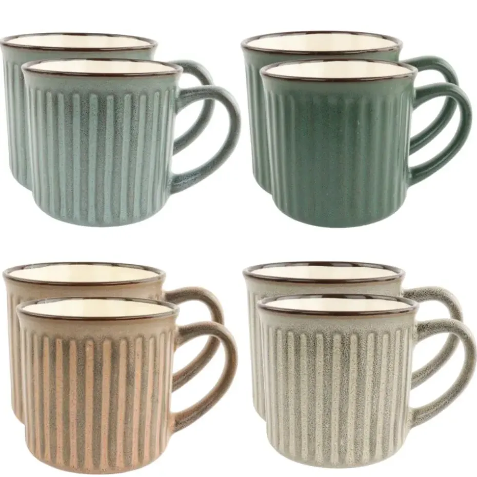 OTIX Koffiekopjes met Oor Koffietassen Set van 8 Aardewerk 250 ml MOSS