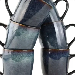 OTIX Koffiekopjes met Oor Set van 12 Koffietassen Theemok 350ml EBONY