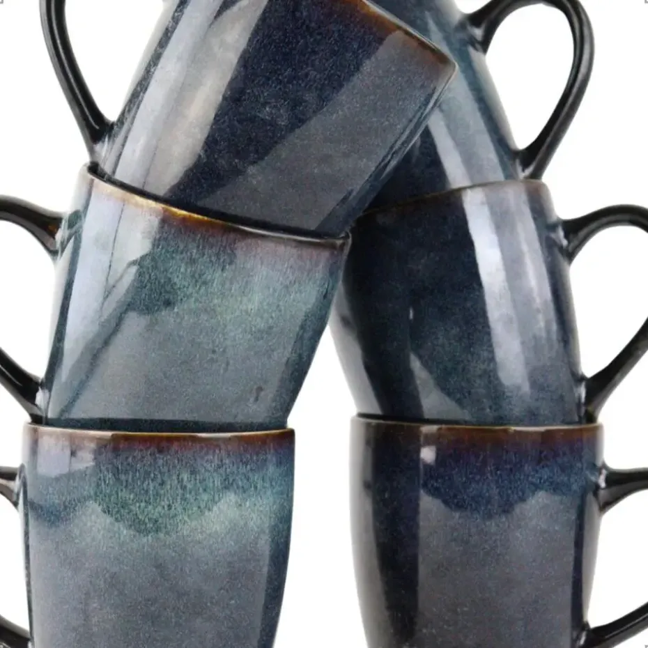 OTIX Koffiekopjes met Oor Set van 12 Koffietassen Theemok 350ml EBONY