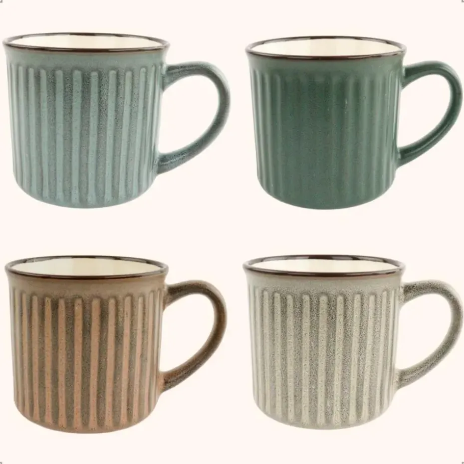 OTIX Koffiekopjes met Oor Koffietassen Set van 4 Aardewerk 250 ml MOSS
