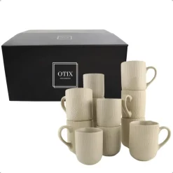 OTIX Koffiekopjes Set van 12 Kopjes Met Oor 300ml Zonder Oor 190ml