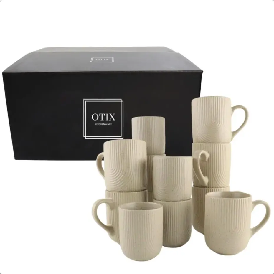 OTIX Koffiekopjes Set van 12 Kopjes Met Oor 300ml Zonder Oor 190ml