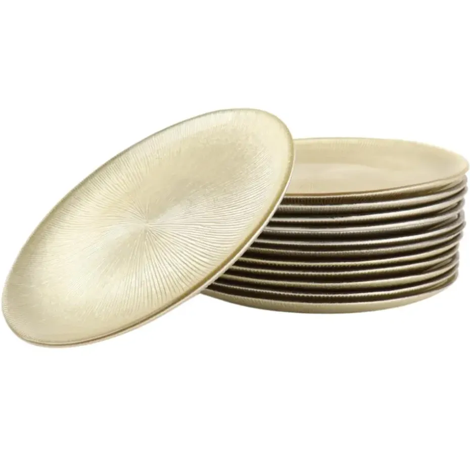 OTIX Ontbijtborden 12 Persoons Goud Glitter Dessertborden 21cm Glas