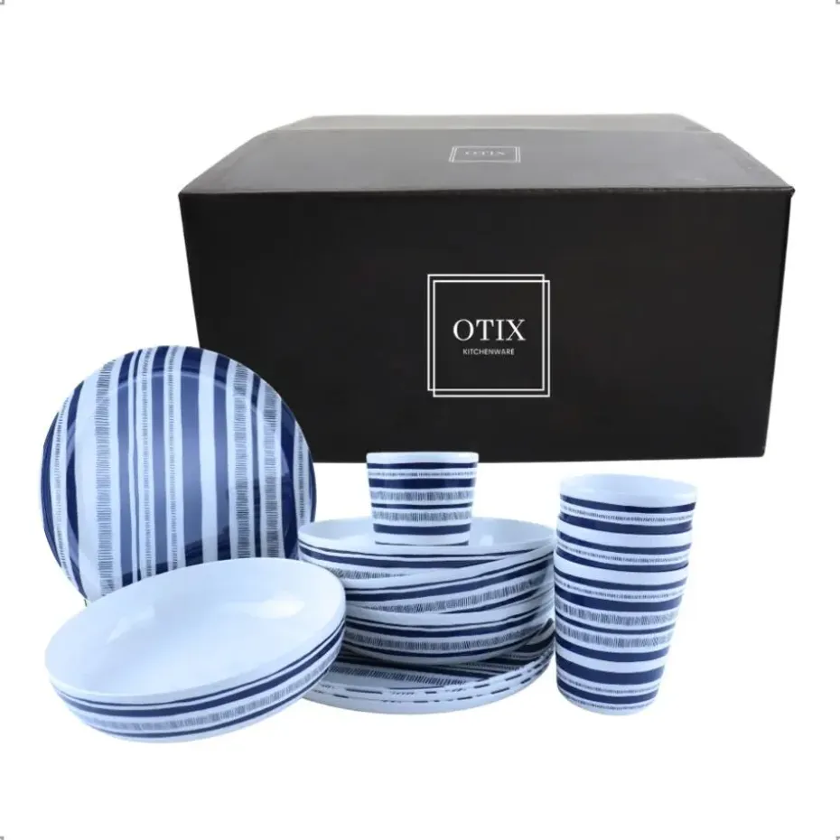 OTIX Serviessets 12 Delig STRIPES - BLUE