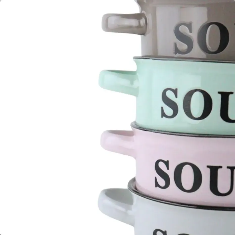 OTIX Soepkommen met Oor Set van 4 Schaaltjes 500ml Diverse Kleuren