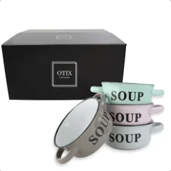 OTIX Soepkommen met Oor Set van 4 Schaaltjes 500ml Diverse Kleuren