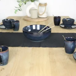 OTIX Soepkommen zonder Oor 12 Schaaltjes 600ml Blauw Aardewerk EBONY