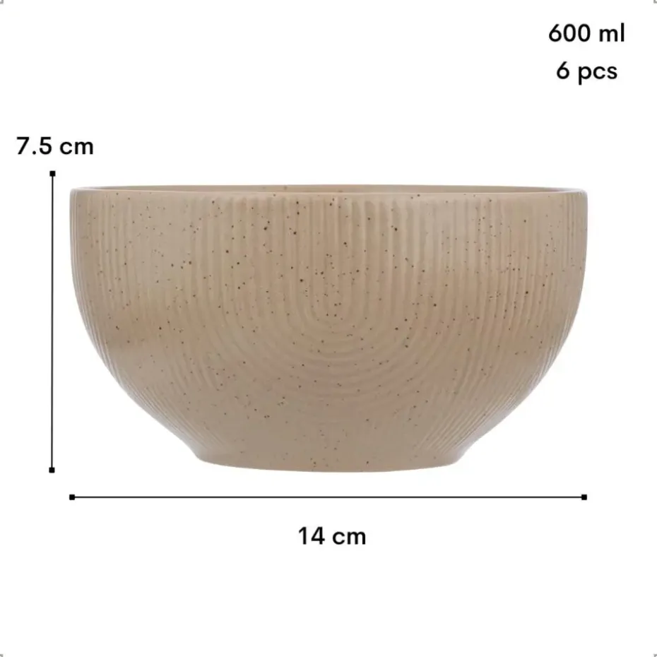 OTIX Soepkommen Zonder Oor Set van 6 Schaaltjes 600ml Caramel Aardewerk TEAK