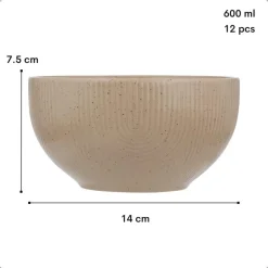 OTIX Soepkommen Zonder Oor Set van 12 Schaaltjes 600ml Caramel TEAK