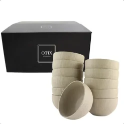 OTIX Soepkommen Zonder Oor Set van 12 Schaaltjes 600ml Caramel TEAK