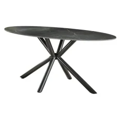 Ovale eettafel zwart Sophie industrieel 180x90 cm - Keramiek - Zwart