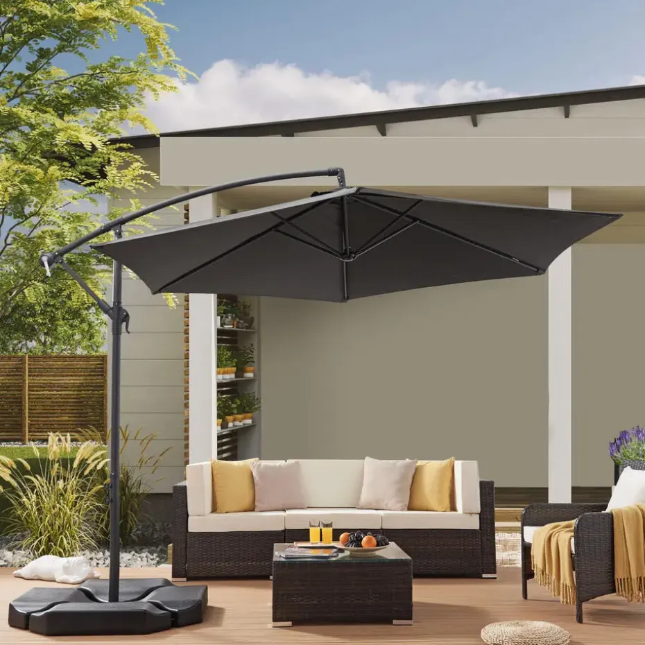 Parasol - duurzame Zweefparasol Ø300 cm – Kantelbaar - 3 meter doorsnede - Grijs