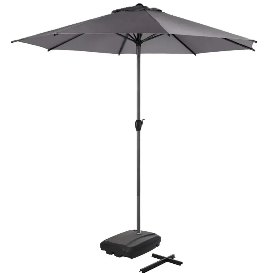 Parasolvoet kruisvoet - vierkant - antraciet grijs - 60 liter