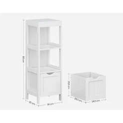 Parya Home - Badkamerkast - Medicijnkast - 2 Lades - 1 Open vlak - Hout - Wit