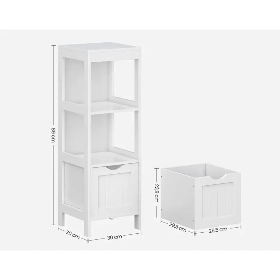 Parya Home - Badkamerkast - Medicijnkast - 2 Lades - 1 Open vlak - Hout - Wit