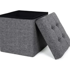 Parya Home - Grijze Poef - Hocker - Donkergrijs