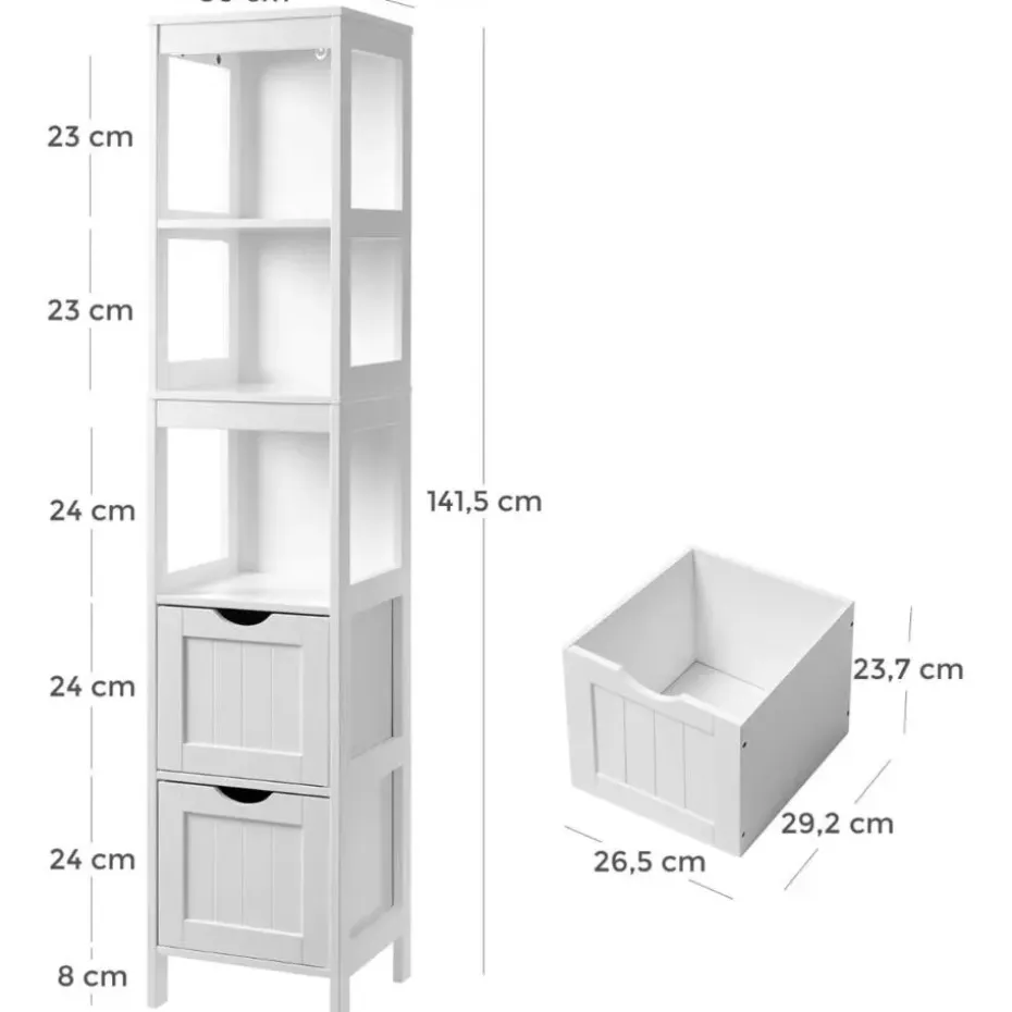 Parya Home - Hoge Badkamerkast - Hout - Wit