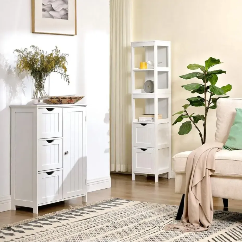 Parya Home - Hoge Badkamerkast - Hout - Wit