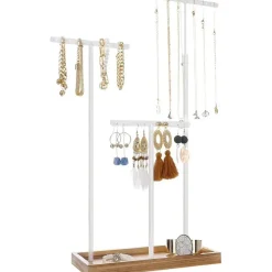 Parya Home - Sierradenrek - Oorbellenstandaard - 2-in-1 - Hout - Wit