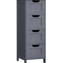 Parya Home - Smalle Ladekast - 4 Lades - Hout - Grijs