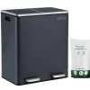 Parya Home - Zwarte Prullenbak - 2 x 30 Liter - Roestvrij Staal