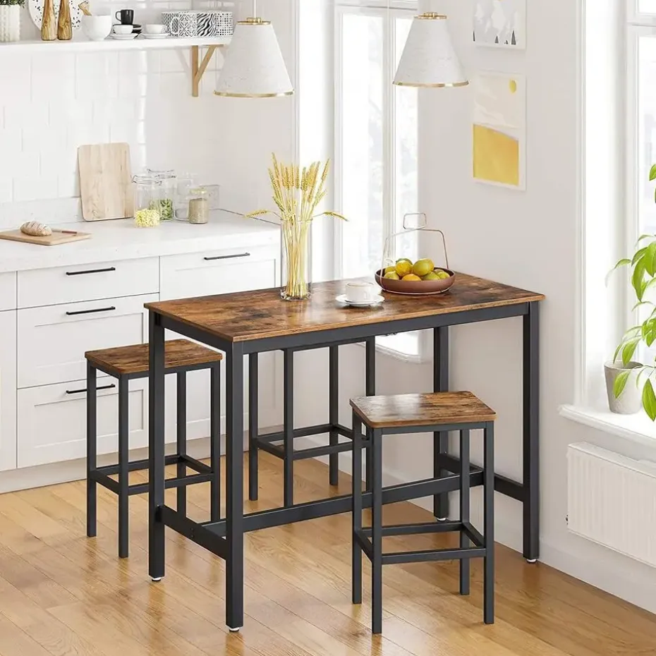 Parya Home Bartafel Set - Bartafel incl. twee barstoelen - Industrieel - Vintage