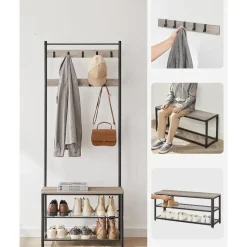 Parya Home 3-in-1 Kapstok met Schoenenrek – Entreekast met bankje