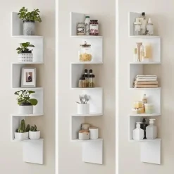 Parya Home Wandplank - 5 planken - Vintage - Wit
