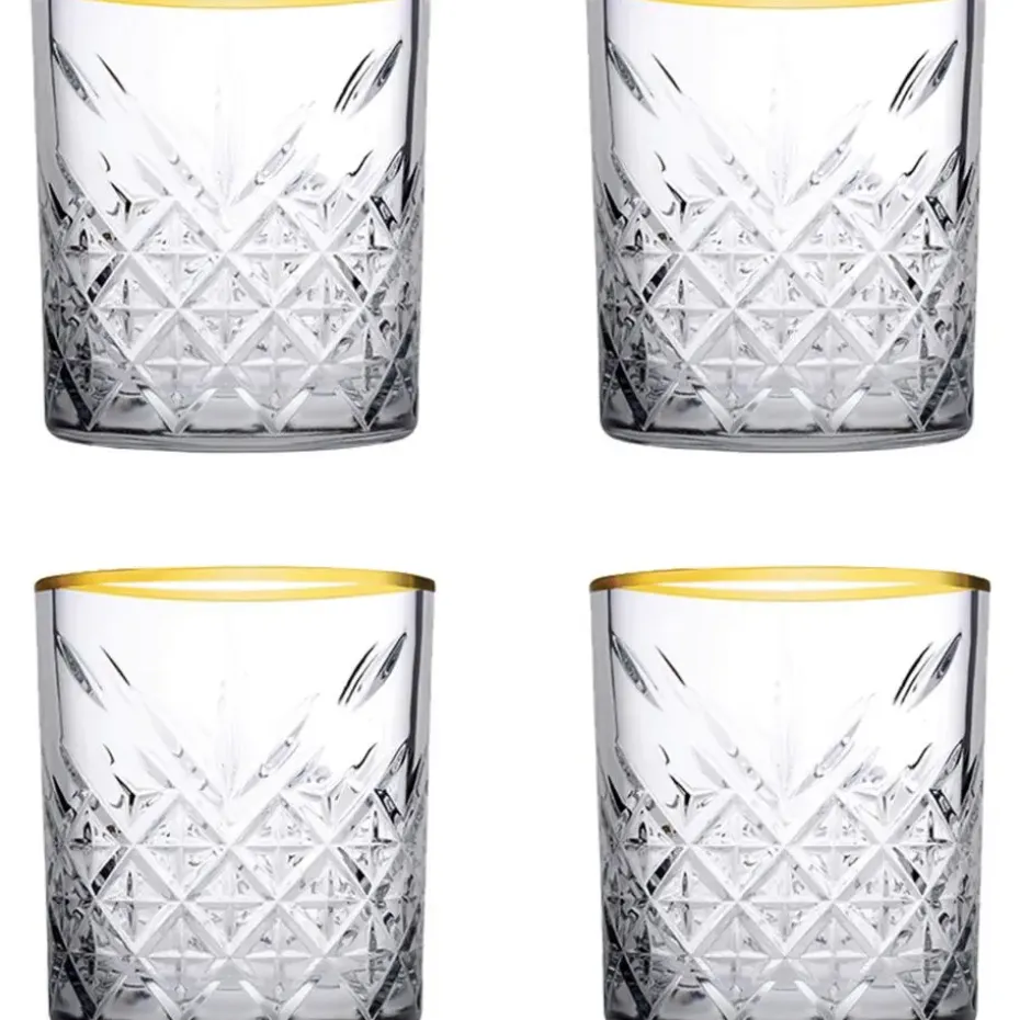 Pasabahce Tumbler met gouden rand Timeless 35.5 cl - Transparant Goud 4 stuk(s)