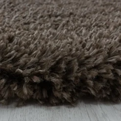 Pearl Soft Rond Hoogpolig Vloerkleed Bruin - 200 CM ROND