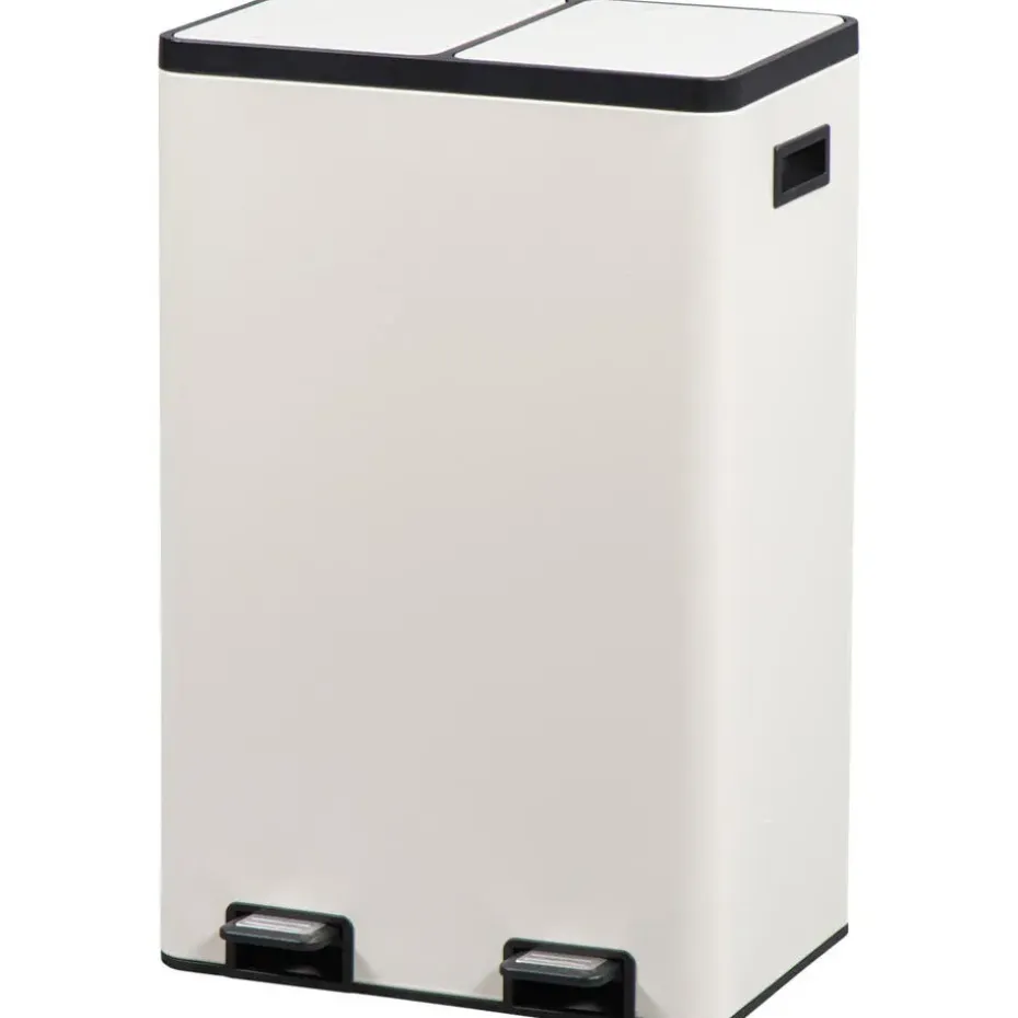 Pedaalemmer Duo beige metaal - 60L