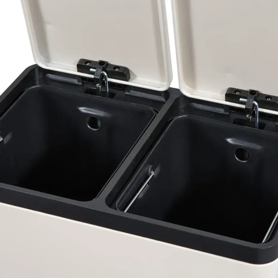 Pedaalemmer Duo beige metaal - 60L