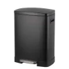 Pedaalemmer duo Paco - zwart metaal - 25 + 15 liter - 64,5 cm