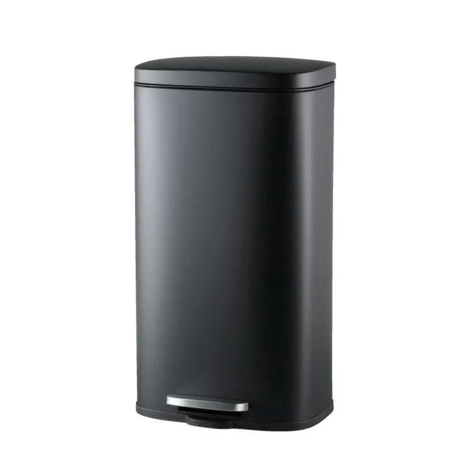 Pedaalemmer prullenbak Paco - zwart metaal - 30 liter - 63,5 cm