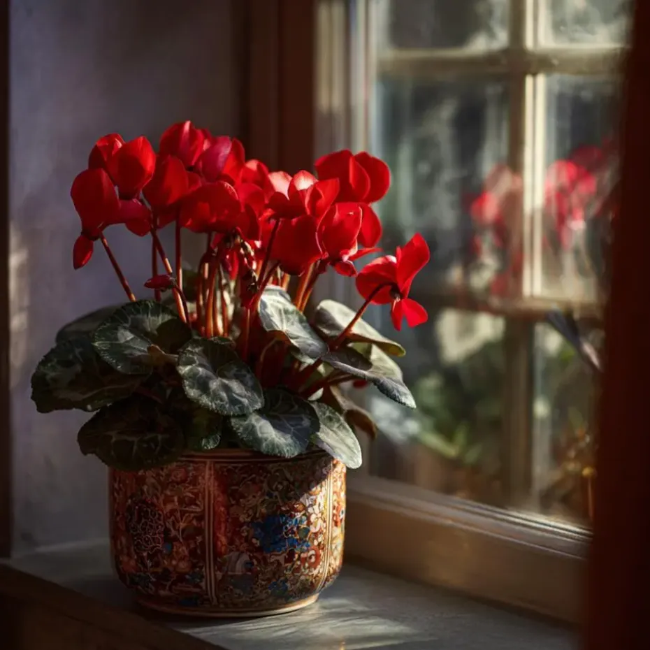 Perzisch cyclaam - Set van 6 - Cyclamen Winfall Scarlet - Hoogte 10-20cm - ⌀9cm