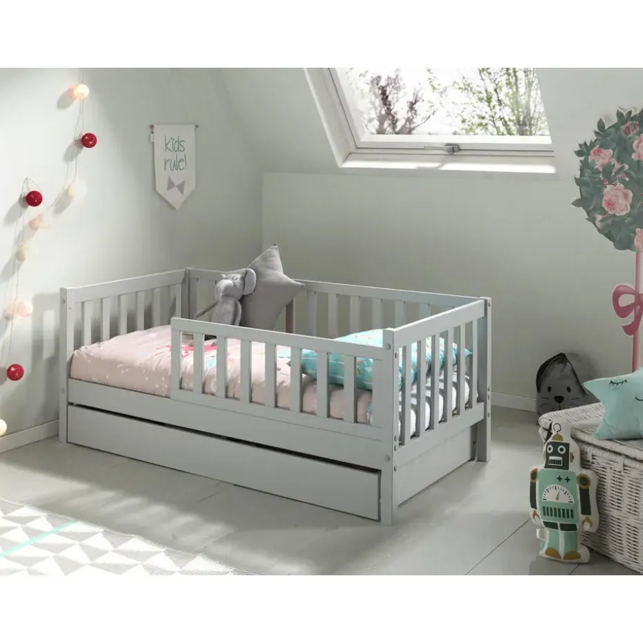 Peuterbed Petronille 70 x 140cm dennenhout - grijs