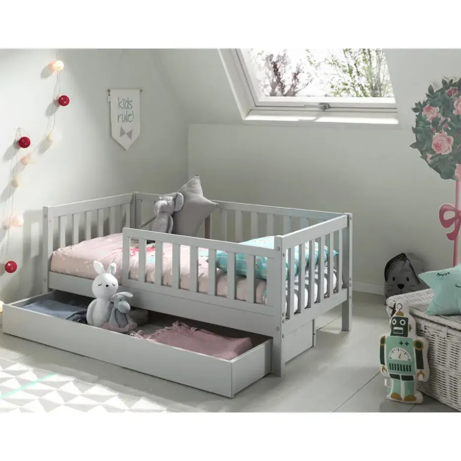 Peuterbed Petronille 70 x 140cm dennenhout - grijs