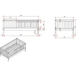 Peuterbed Petronille 70 x 140cm dennenhout - wit