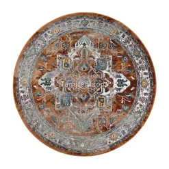 Picasso Castana Vintage Rond Vloerkleed Terra / Multi Laagpolig - 200 CM ROND