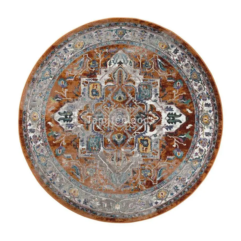 Picasso Castana Vintage Rond Vloerkleed Terra / Multi Laagpolig - 200 CM ROND